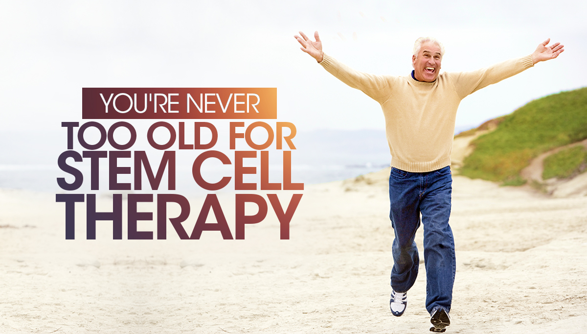 older man running excited stem cell